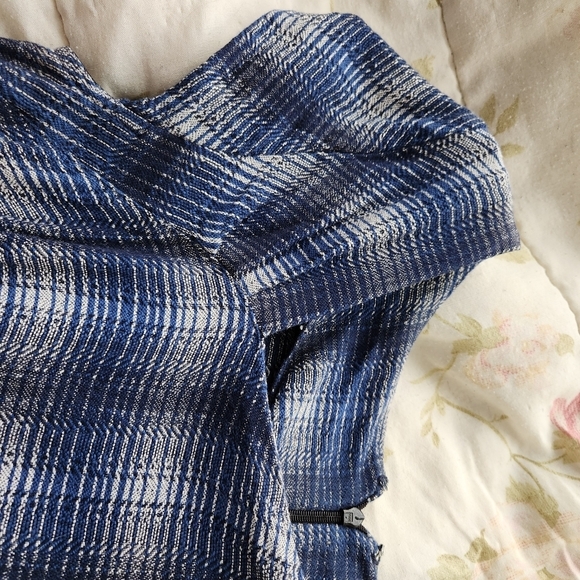 Handwoven Blue Check People Tree Asymmetrical Neckline Midi Dress size 4 - Picture 3 of 9